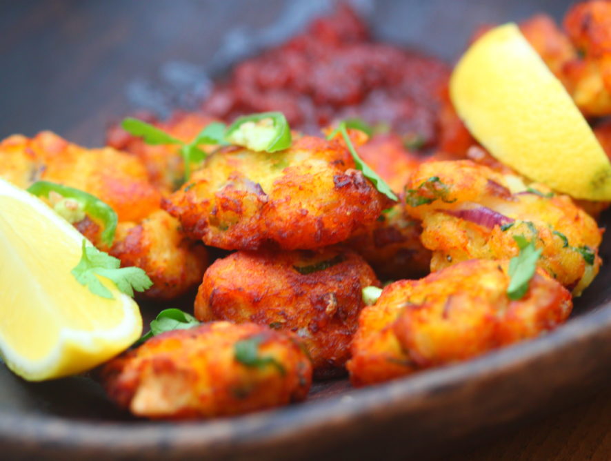 Spiced Cod Fritters with Harissa Honey
